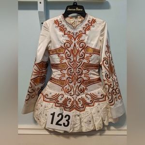 Irish Step Dance Dress Solo Dress orange and cream